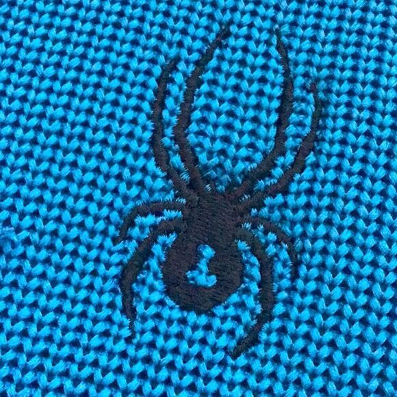 Spyder Blue Black Fleece Lined Stretch Knit Performance Zip Up Jacket - Picture 12 of 16